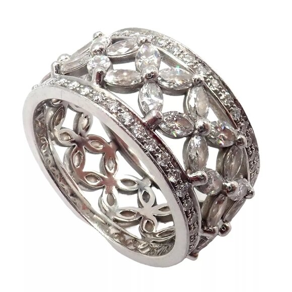 Authentic! Tiffany & Co Platinum 2.34ctw Diamond Victoria Wide Band Ring sz 5.5 - Picture 11 of 12